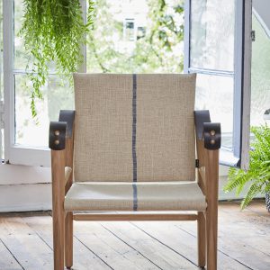 Fauteuil en bois cuir et lin compact temps libre F1 L'INATELIER Nantes