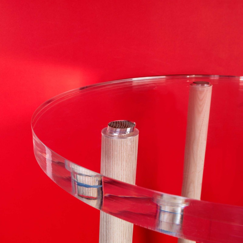Table basse plexiglas et bois H.38 cm – Image 2