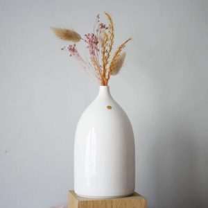 soliflore en porcelaine blanc_ &_Or_ambre_ceramique_l'inatelier_5
