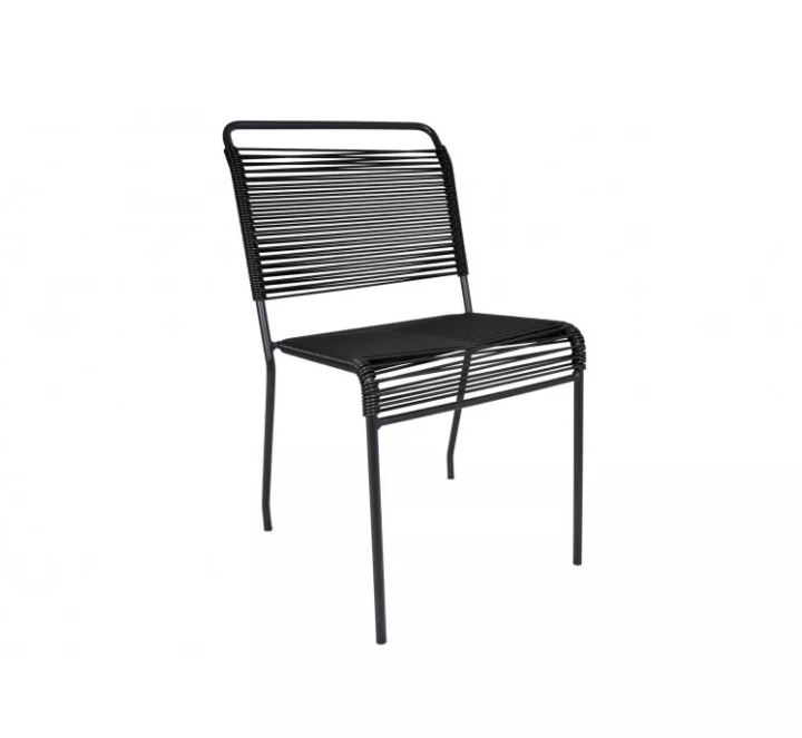 Chaise de jardin BOQA_doline_tressage PVC_made in france_couleurs_empilable_Noir