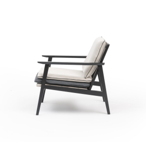fauteuil scandinave beige et noir, vu de côté