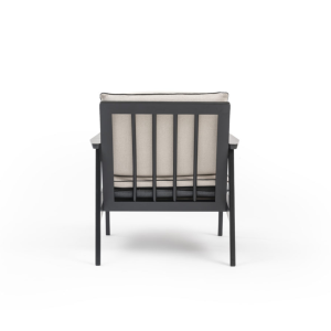 fauteuil scandinave structure noire, vue arriere