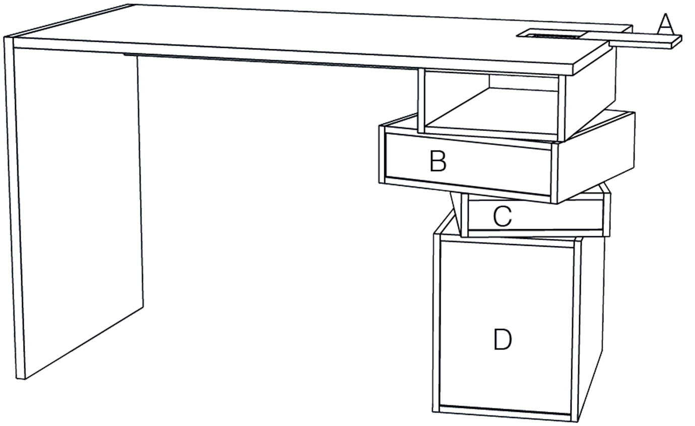 Bureau avec caisson - chêne massif - EMPIL – Image 6